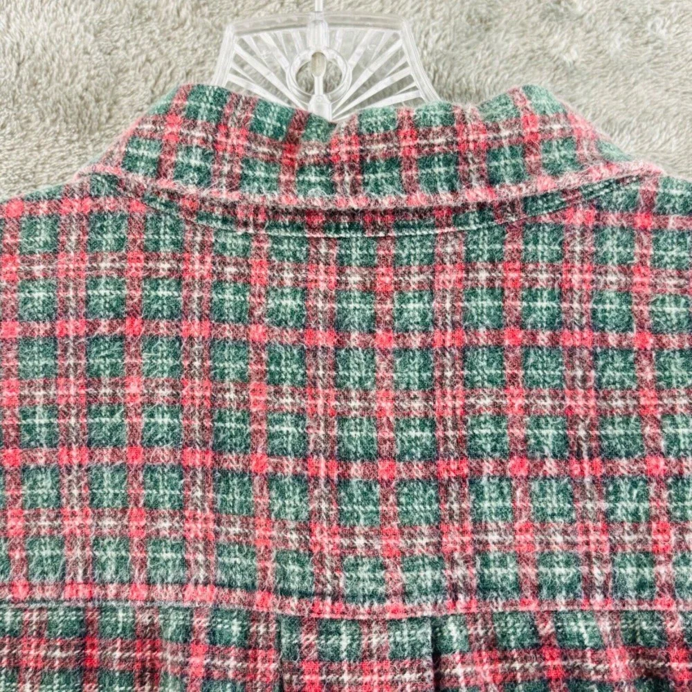 Vintage J.Crew Flannel Shirt Mens XLT Red Green Plaid Long Sleeve Button Oarsman